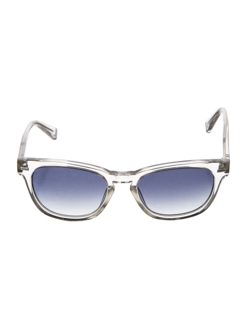 MORGENTHAL FREDERICS Clear Frame Sunglasses with Blue Gradient Lenses